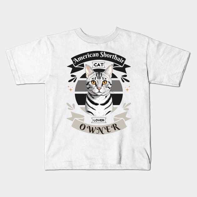 American Shorthair Kids T-Shirt by Pearsville